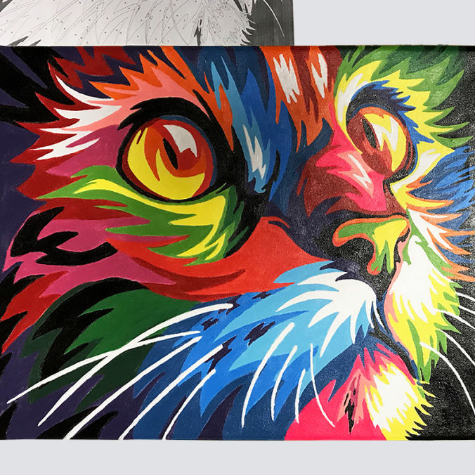 カラフルな猫の絵